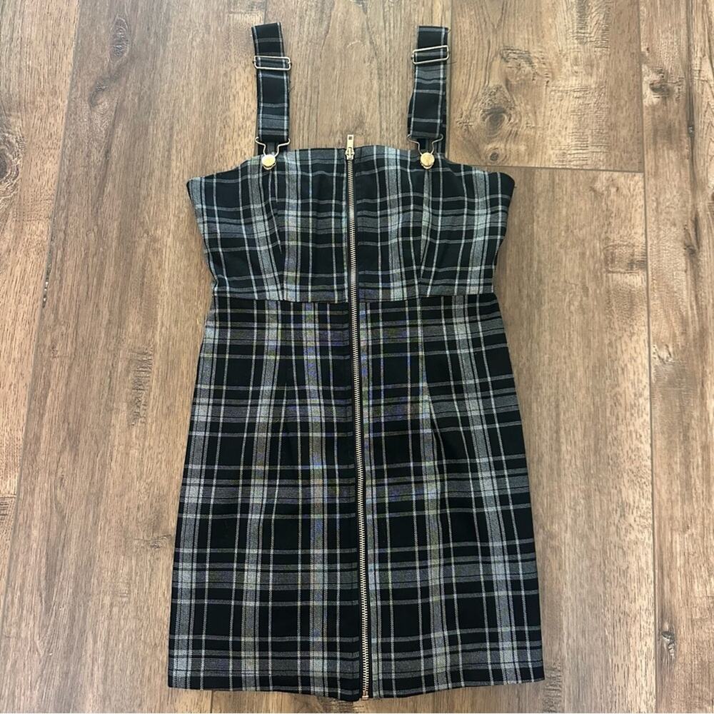 Forever 21 Plaid Jumper, Zip-Up Dress with Straps, Academia, Preppy, Small